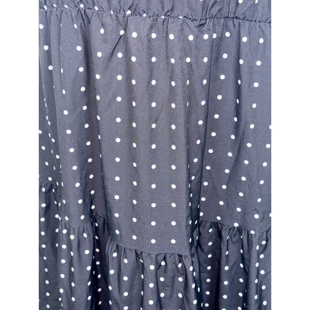 NEW Halara Halter Keyhole Back Polka Dot Flowy Tiered Midi Dress Black Size XL - Picture 12 of 15